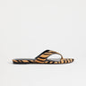 Topshop Sisi toe thong flat sandal in tiger print hair on real leather