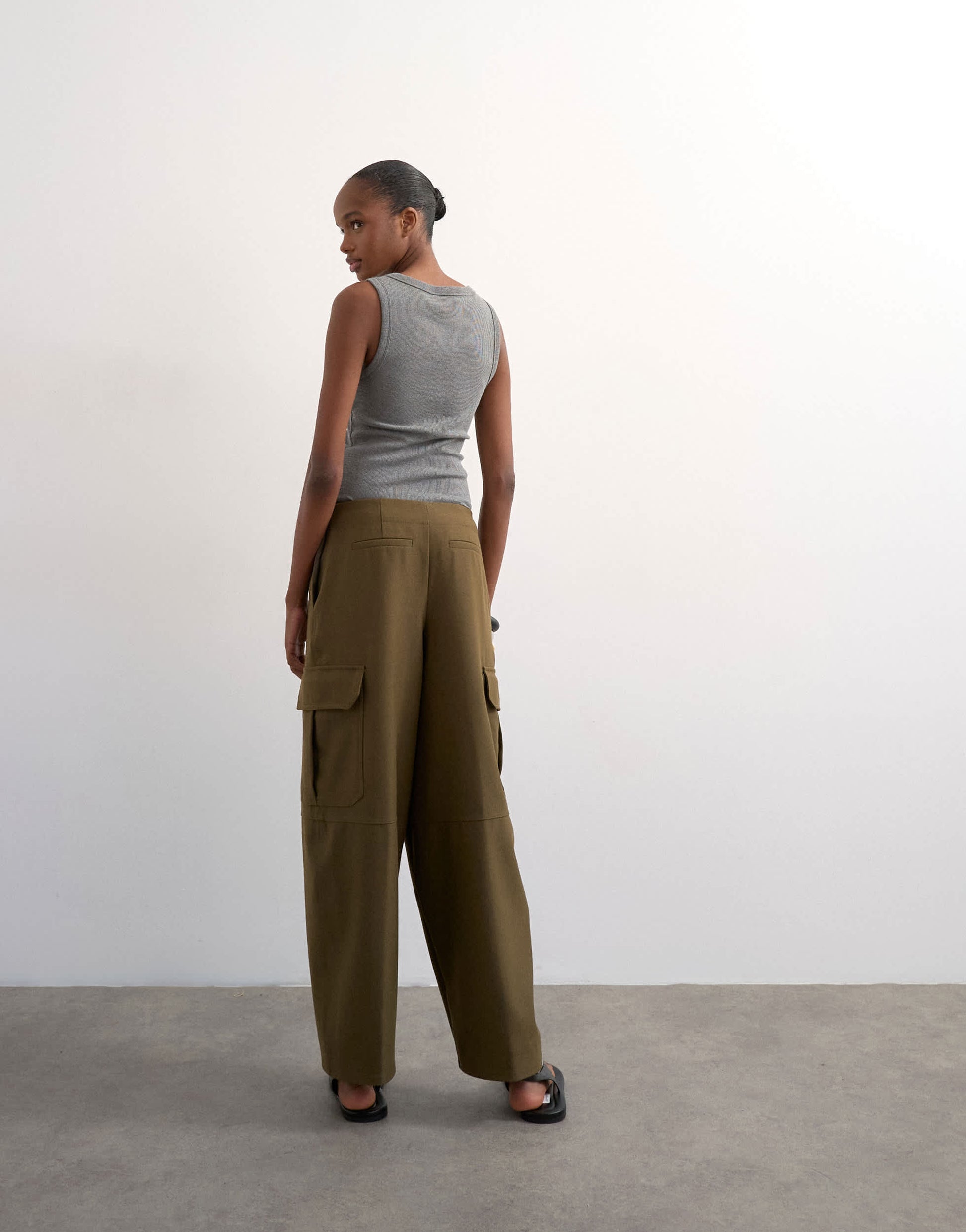Topshop tailored cargo trouser in khaki