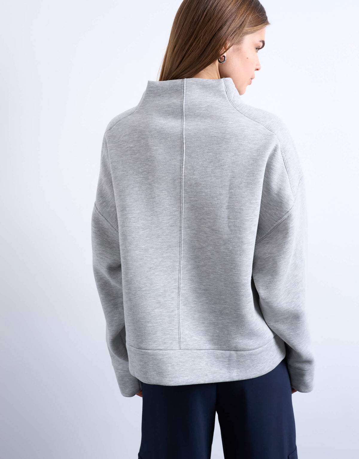 Topshop funnel neck oversized sweat in grey
