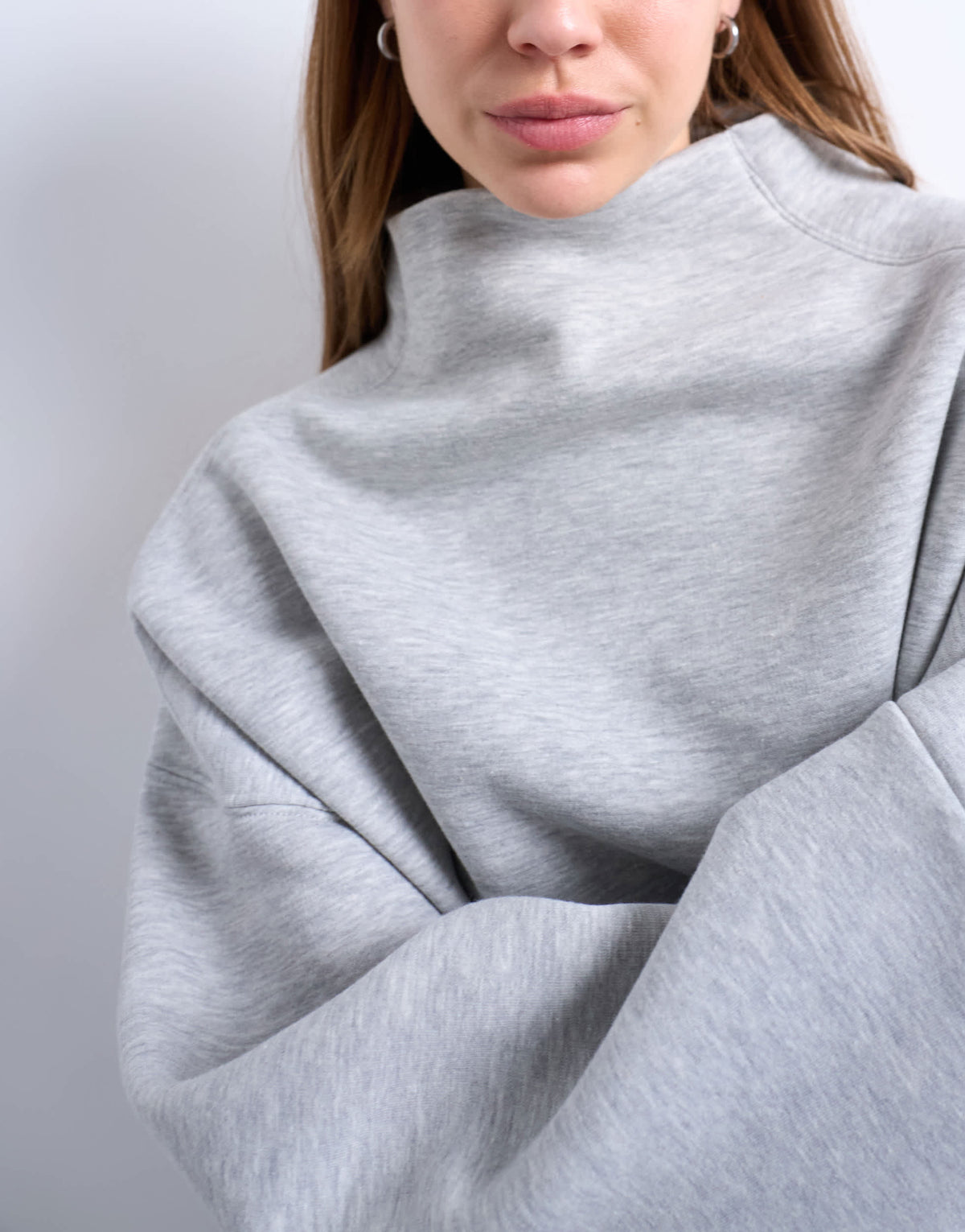Topshop funnel neck oversized sweat in grey