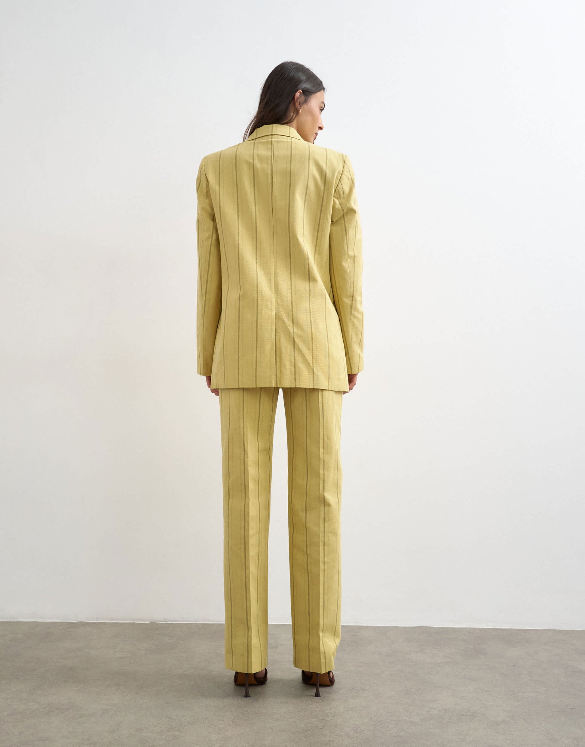 Topshop co ord occasion stripe clean front trouser in yellow