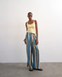 Topshop linen balloon trouser with tie waist in verigated stripes