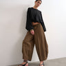 Topshop techy oversized ovoid mid length trouser in chocolate