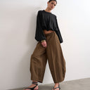 Topshop techy oversized ovoid mid length trouser in chocolate