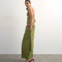 Topshop techy oversized ovoid mid length trouser in green