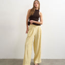 Topshop linen balloon trouser with tie waist in buttermilk