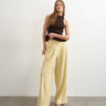 Topshop linen balloon trouser with tie waist in buttermilk