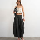 Topshop denim seamed barrel maxi skirt in black