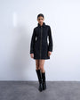 Topshop denim zip through long sleeve mini dress in washed black