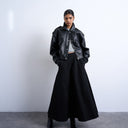 Topshop denim circle skirt in black stripe