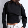 Topshop Langarmshirt mit Korsettschnürung und Interlock-Design in Schwarz