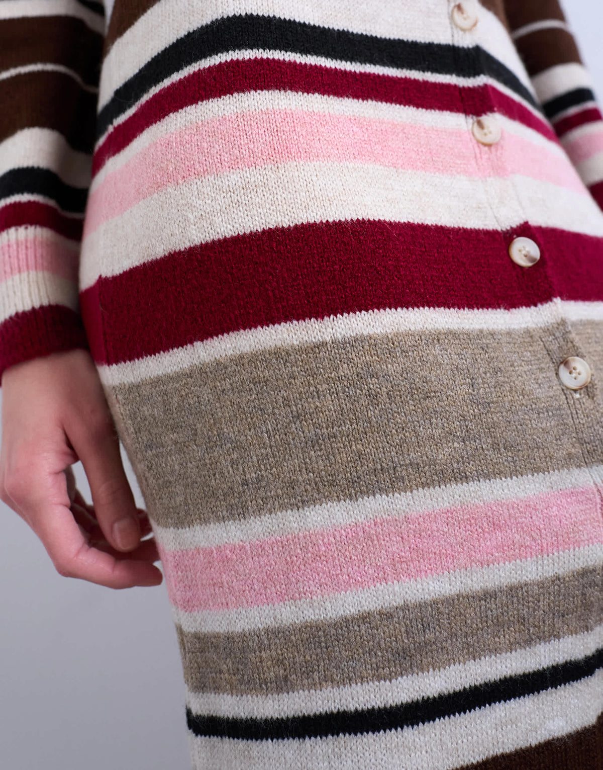 Topshop knitted longline stripe cardigan in multi