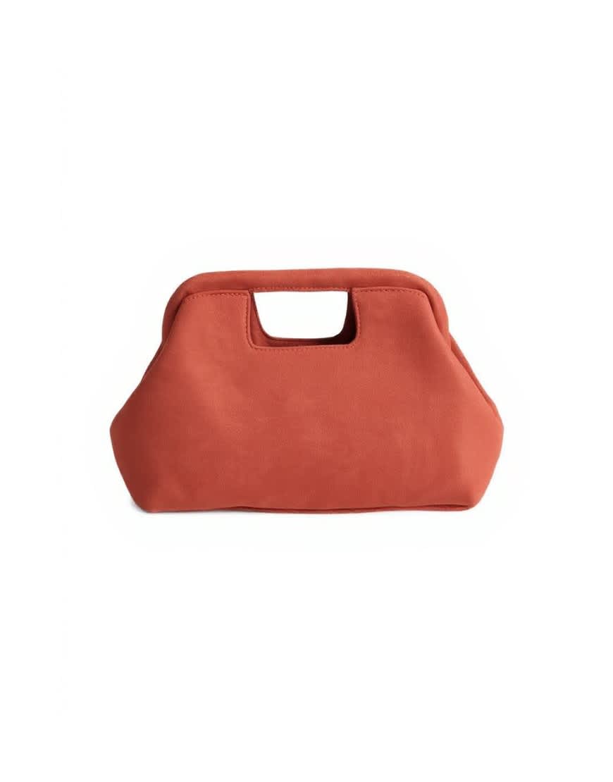 Topshop Gordan clutch with handle in burnt orange
