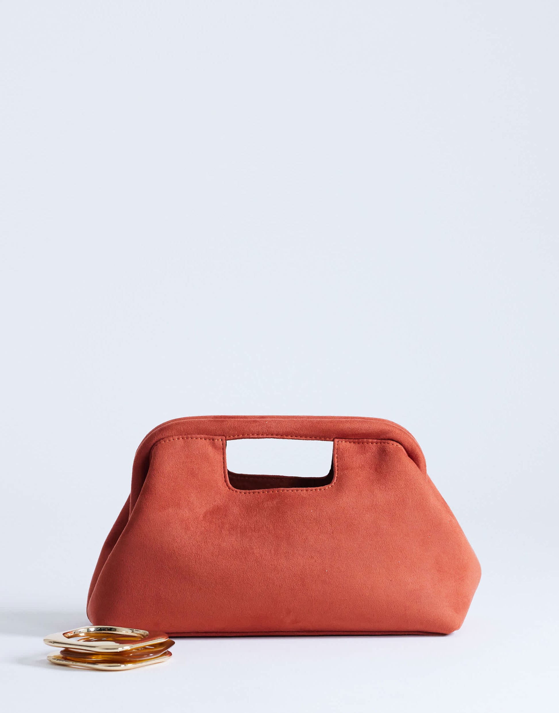Topshop Gordan clutch with handle in burnt orange