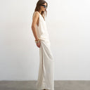Topshop crepe sleeveless twist side maxi dress in ecru