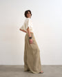 Topshop plisse straight leg trouser in beige