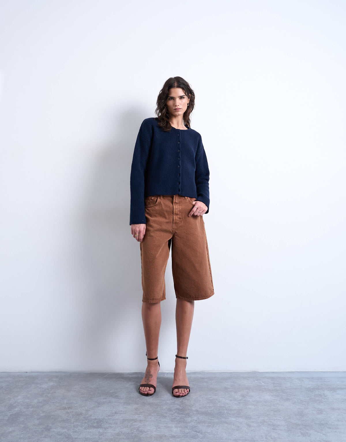 Topshop knitted easy ribbed relaxed cardigan in navy