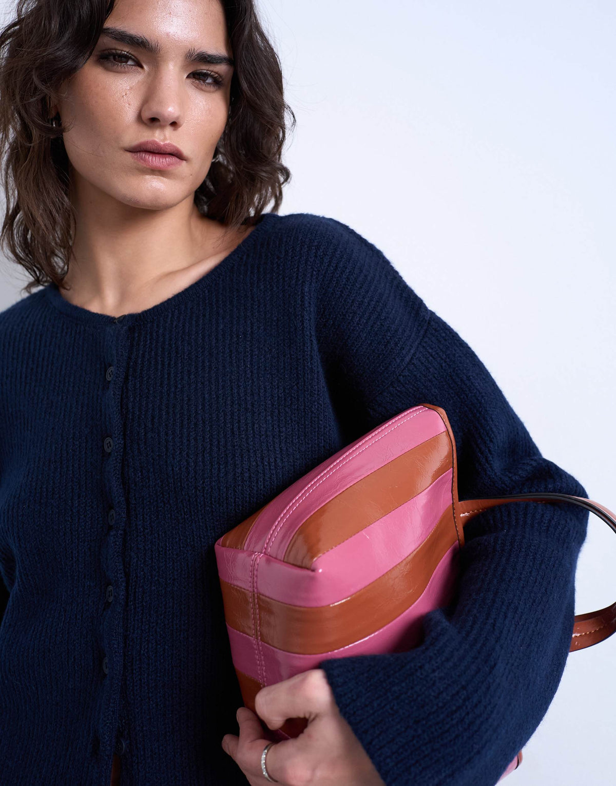 Topshop knitted easy ribbed relaxed cardigan in navy