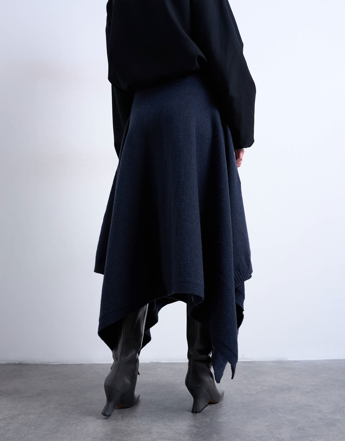 Topshop knitted draped skirt in navy