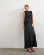 Topshop satin slash neck draped cowl front maxi in black