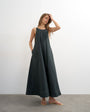 Topshop open back buckle strap maxi sundress with contrast topstitching in black