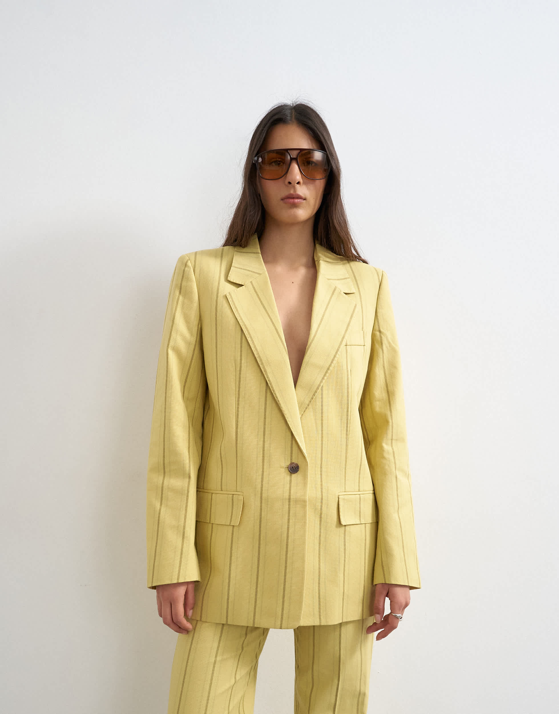 Topshop co ord occasion stripe blazer in yellow