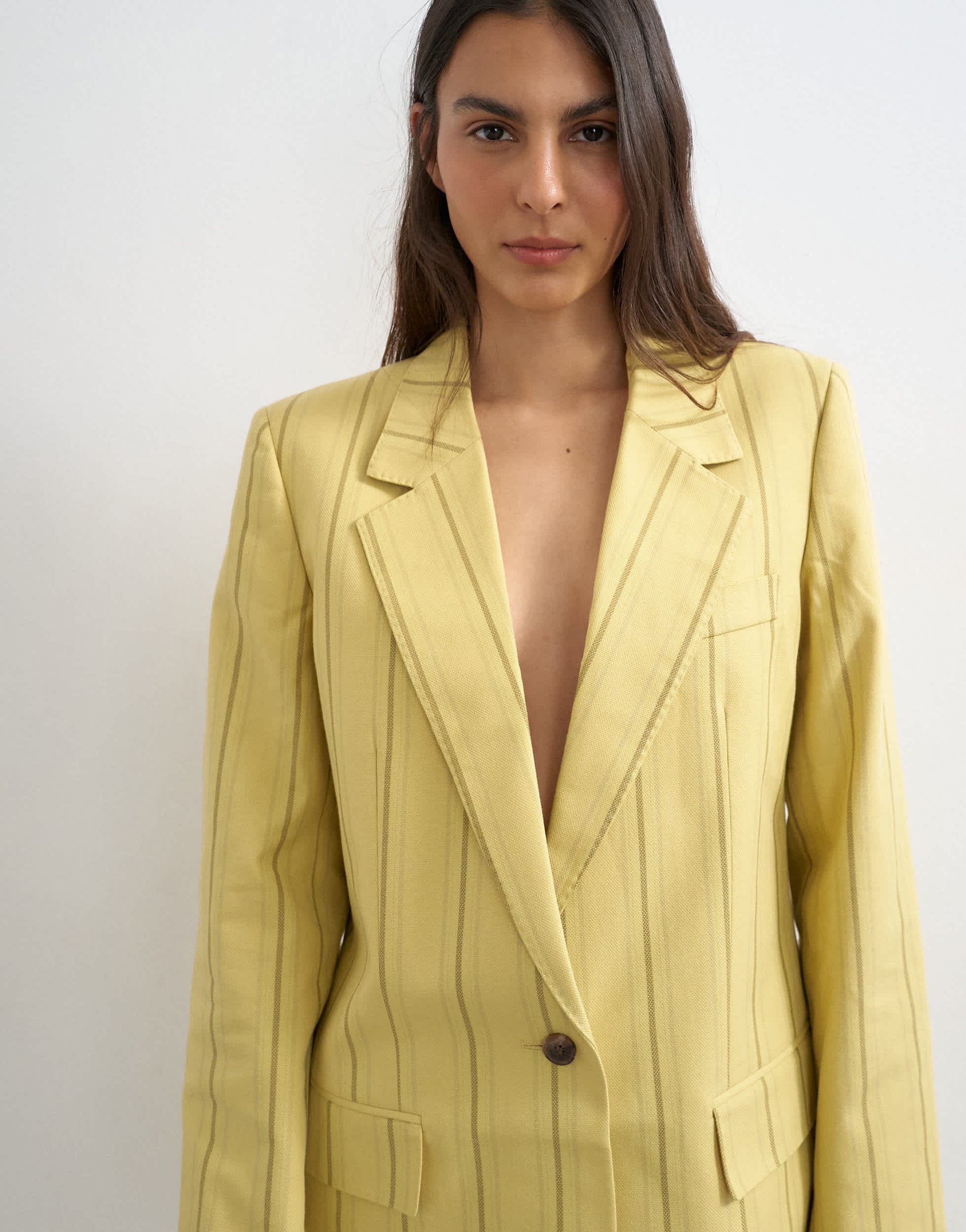 Topshop co ord occasion stripe blazer in yellow