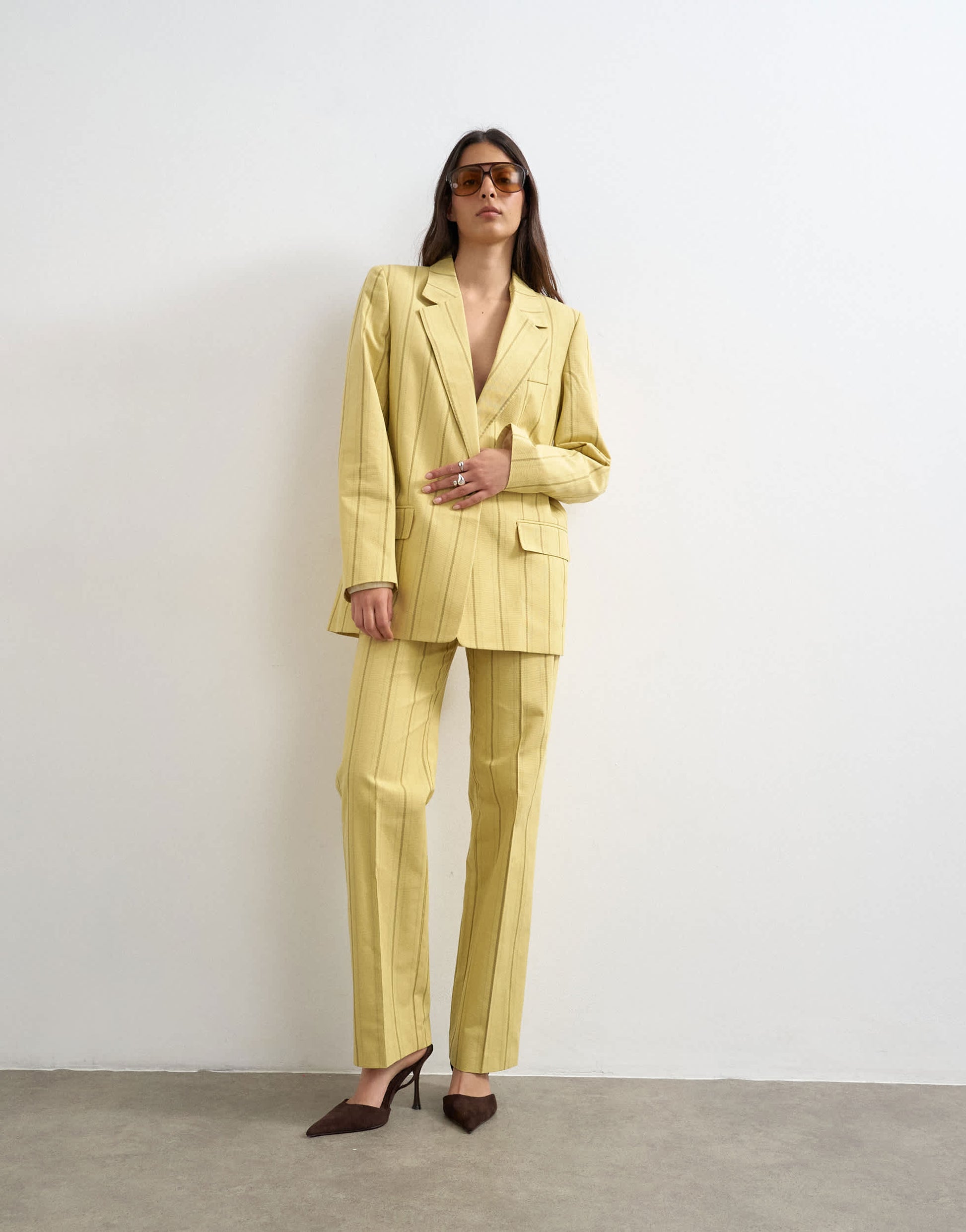 Topshop co ord occasion stripe blazer in yellow