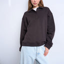 Topshop Polo-Sweatshirt in dunkler Schokolade