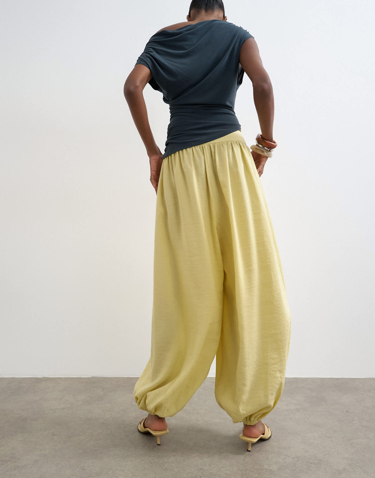 Topshop wide waistband balloon trouser in buttermilk