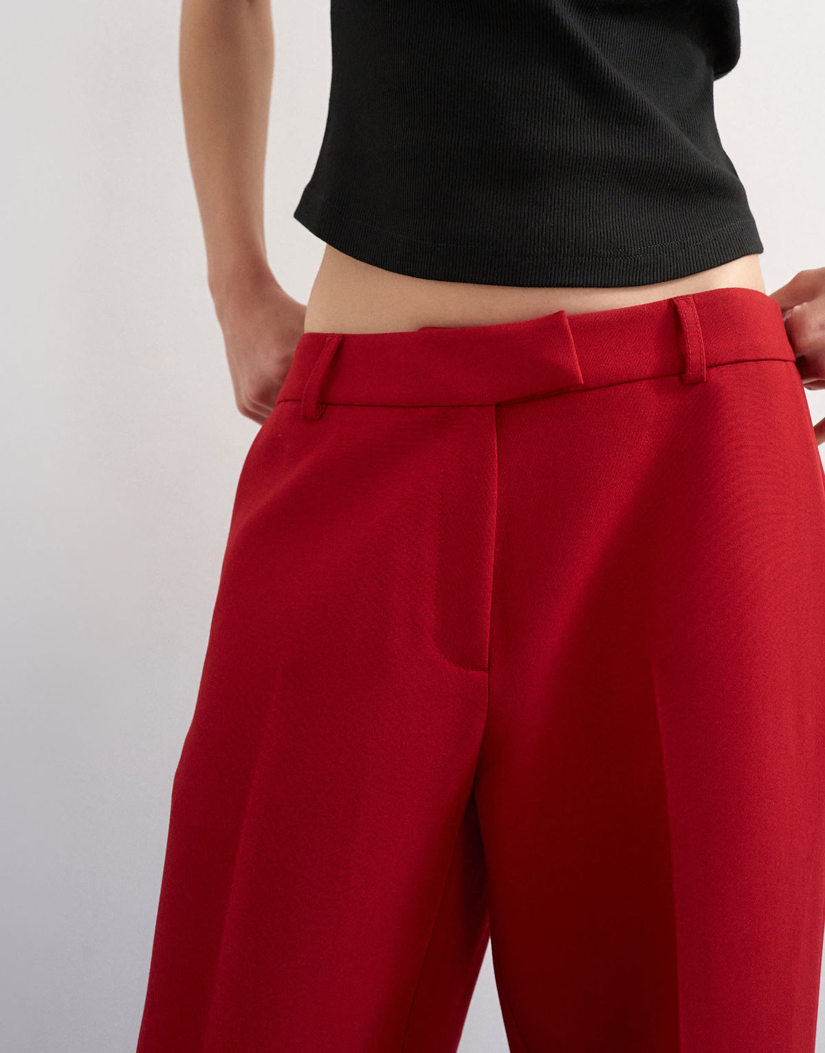 Topshop co ord mid rise clean straight trouser in red
