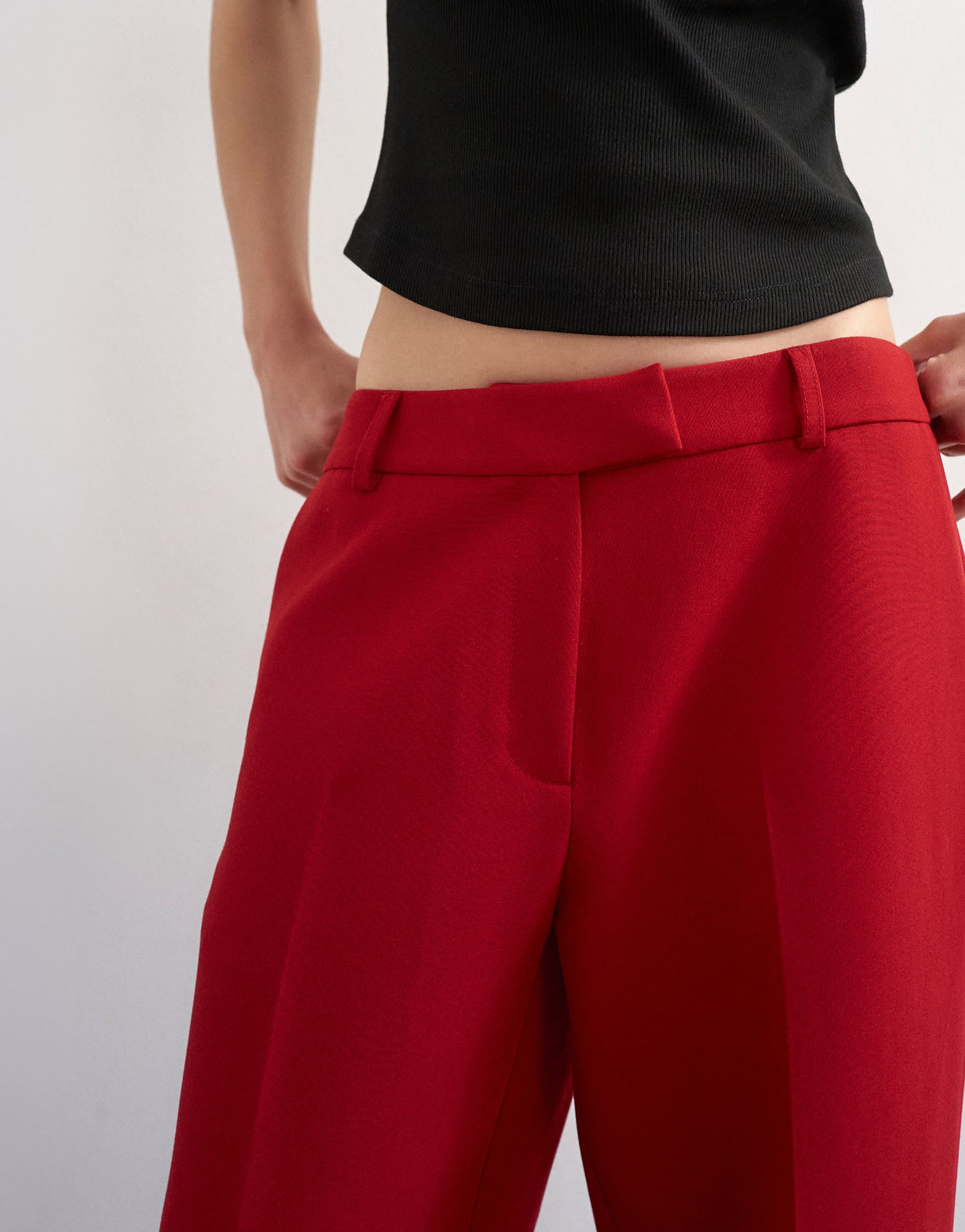 Topshop co ord mid rise clean straight trouser in red