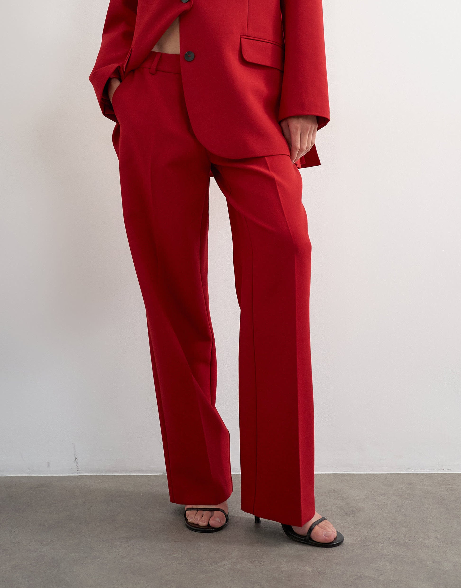 Topshop co ord mid rise clean straight trouser in red