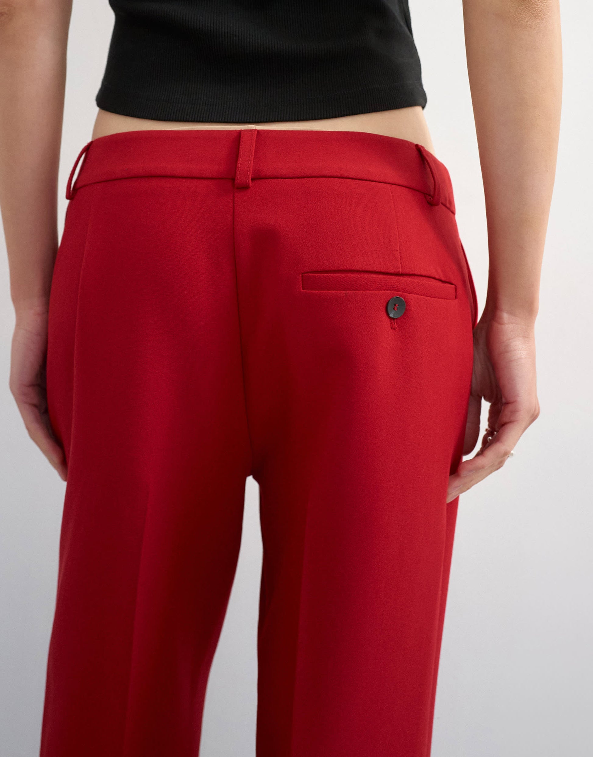 Topshop co ord mid rise clean straight trouser in red