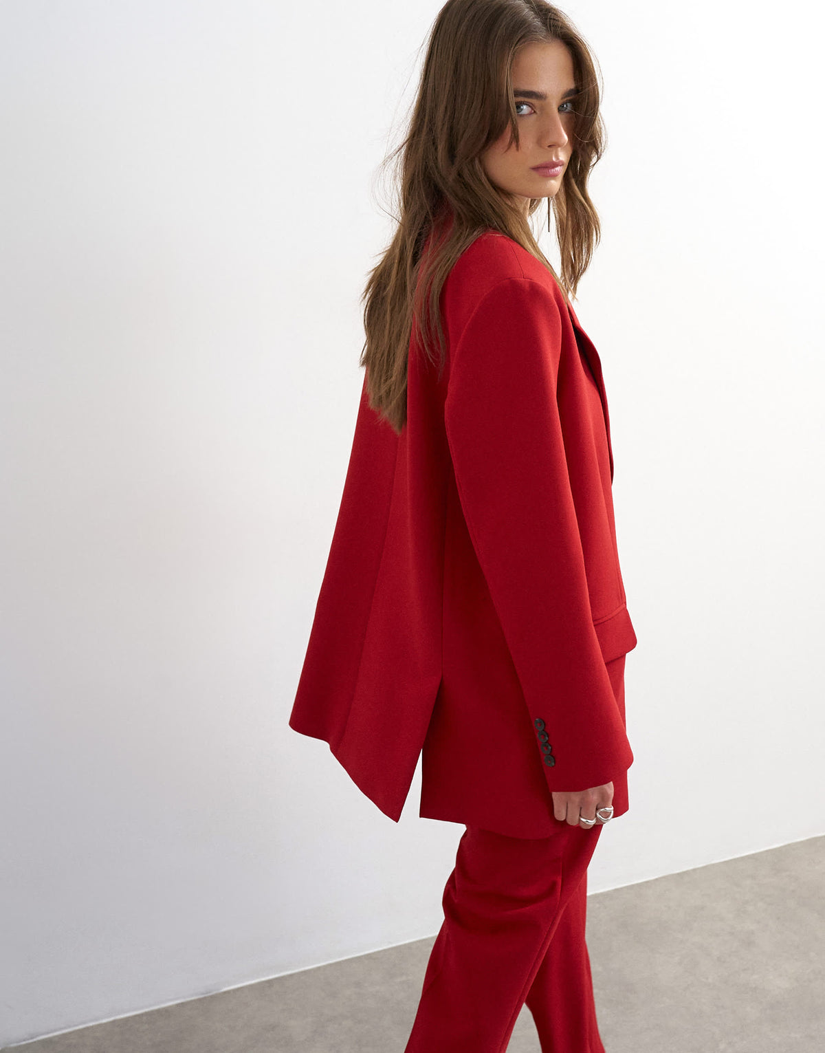 Topshop co ord 2 button relaxed fit blazer in red
