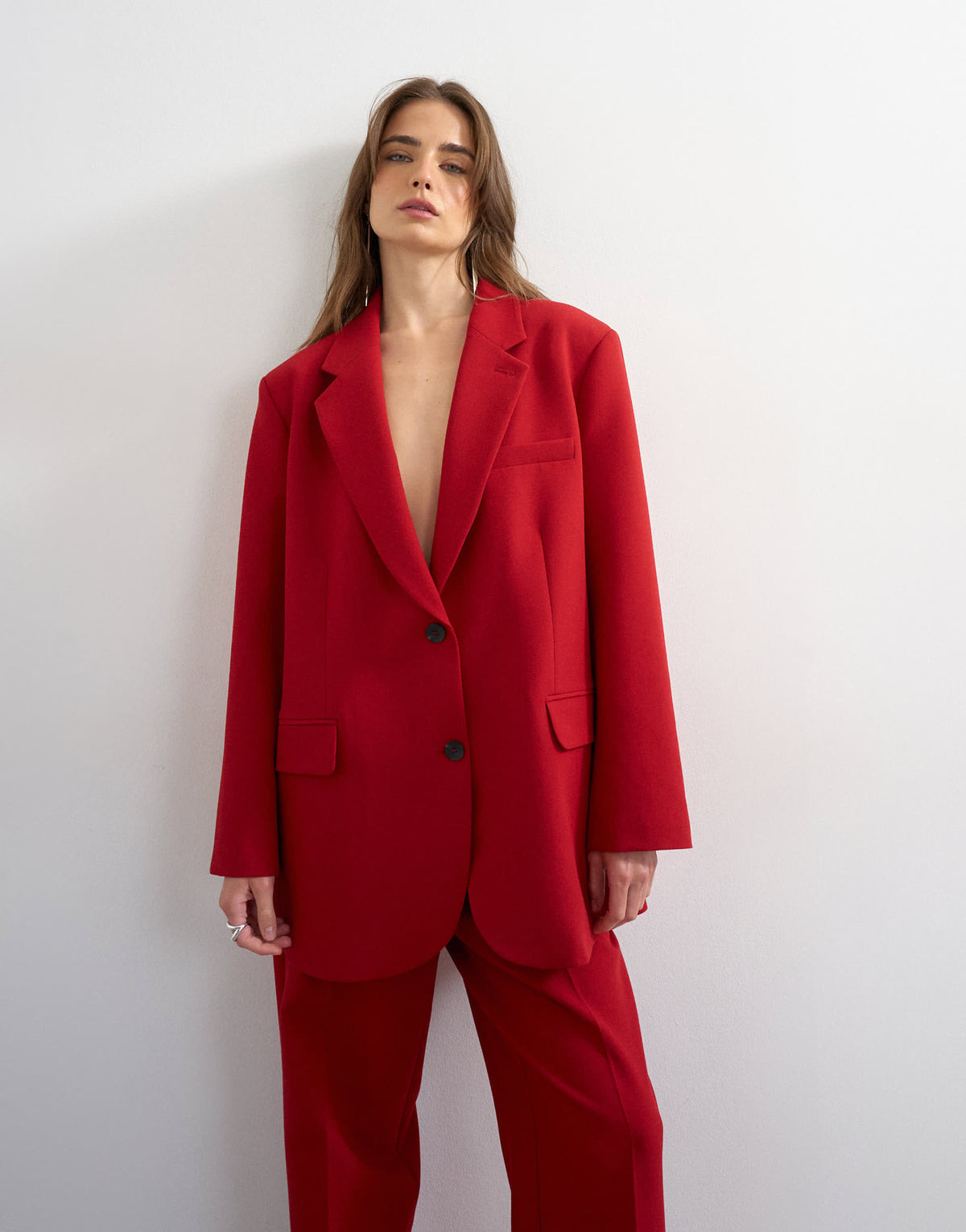 Topshop co ord 2 button relaxed fit blazer in red