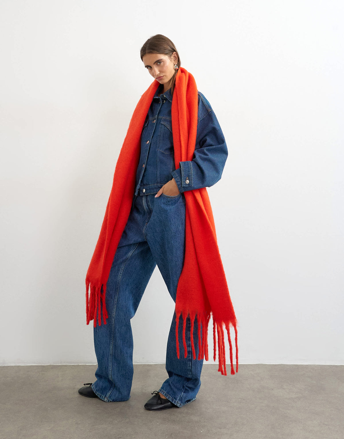 Topshop Sydney blanket scarf in red