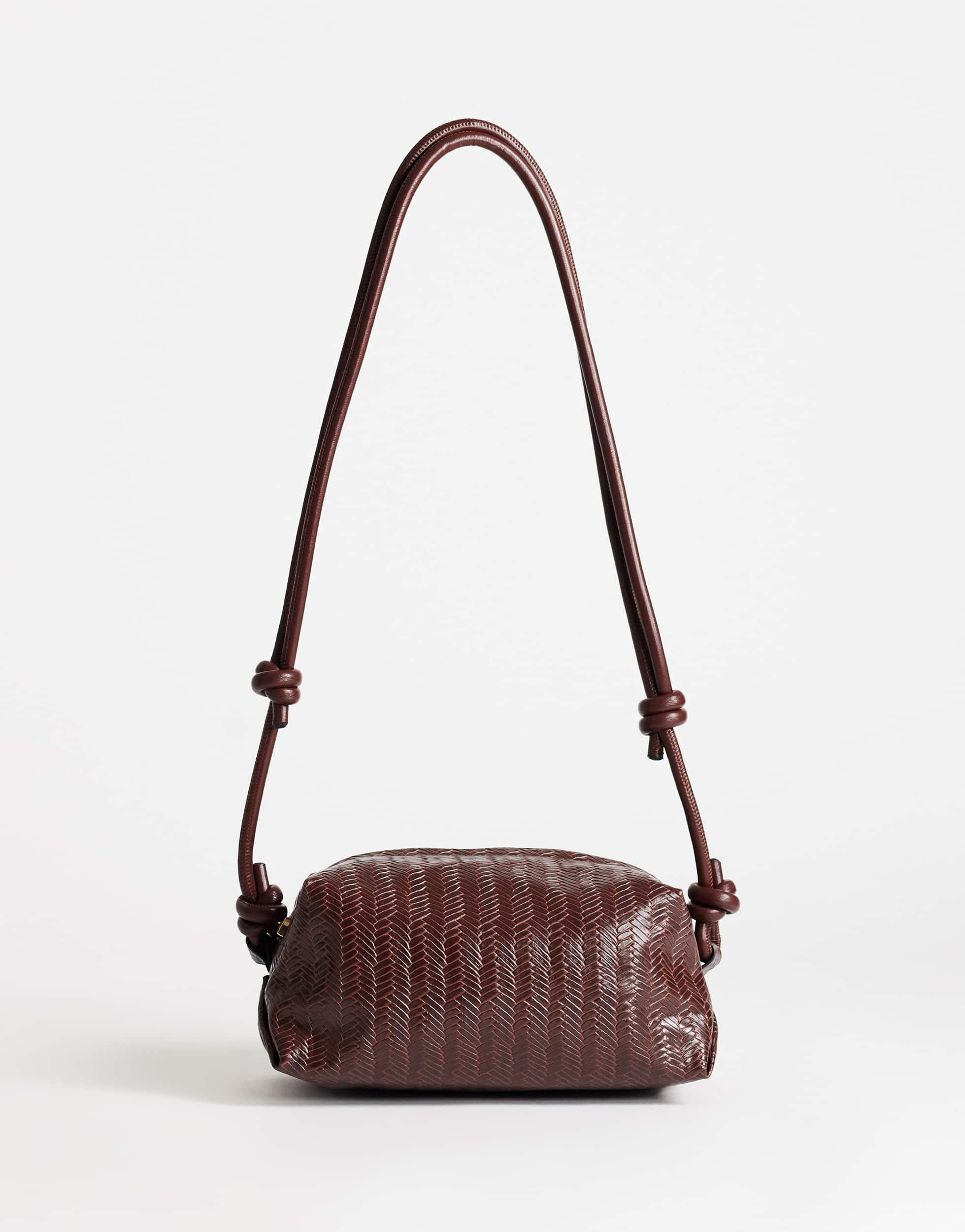 Topshop Samara small weave cross body bag in tan