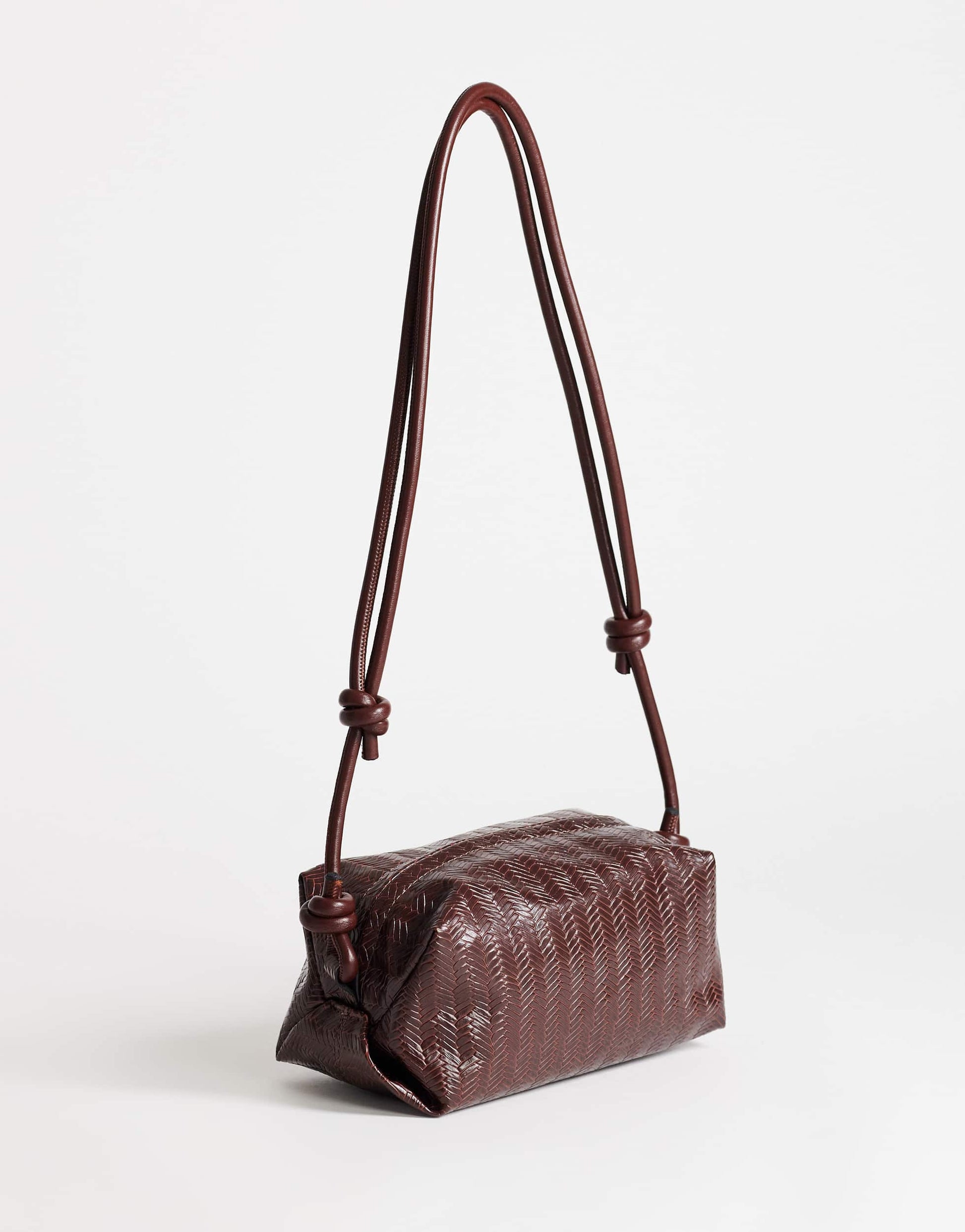 Topshop Samara small weave cross body bag in tan
