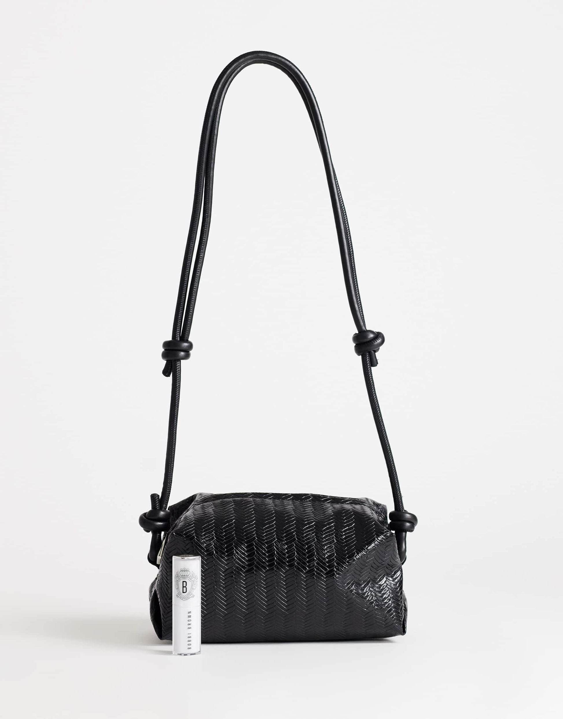 Topshop Samara small weave cross body bag in black