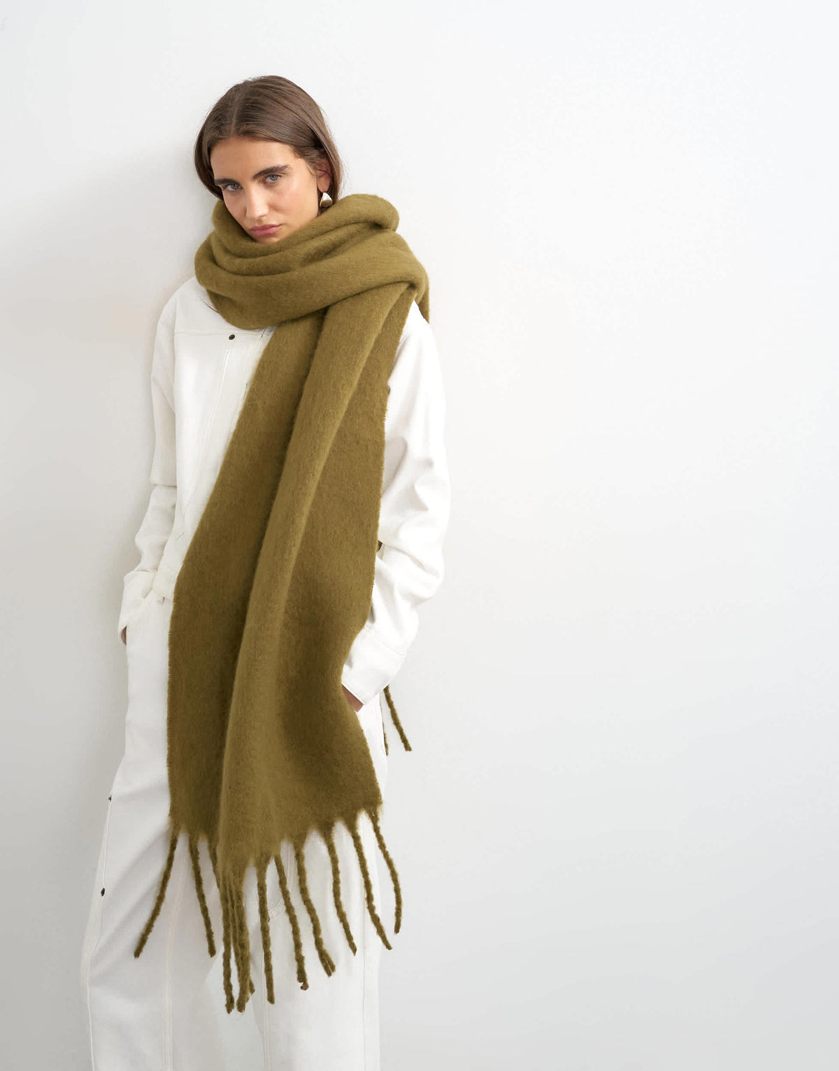 Topshop Sydney blanket scarf in khaki