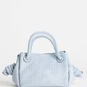 Topshop Jenny small grab weave bag in blue suedette