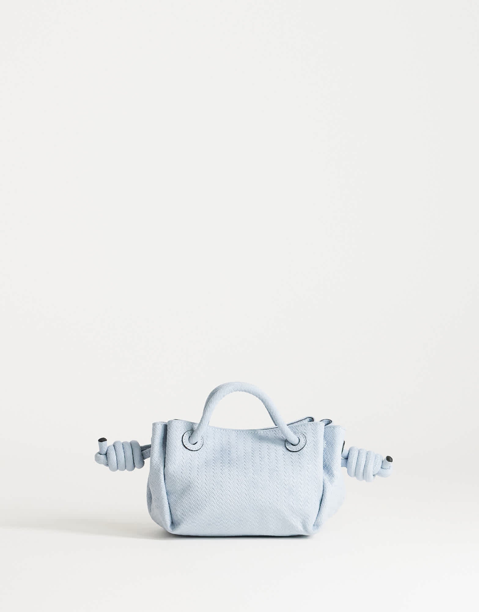 Topshop Jenny small grab weave bag in blue suedette