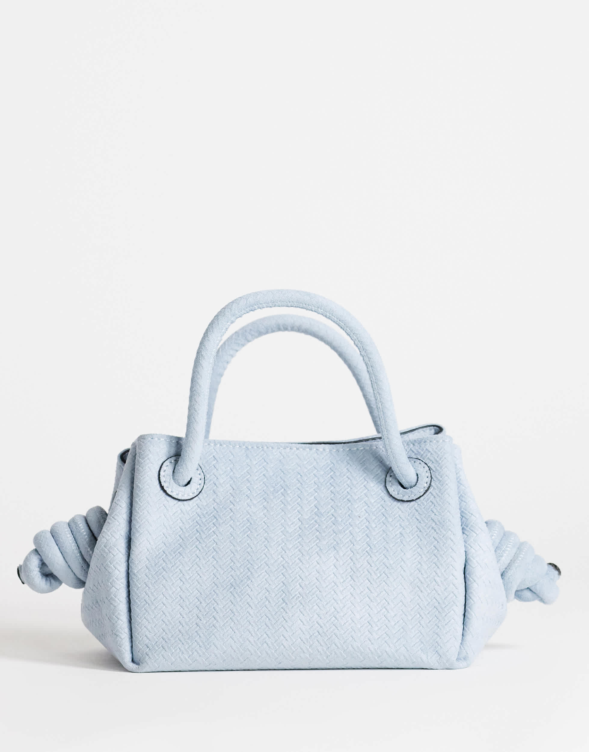 Topshop Jenny small grab weave bag in blue suedette
