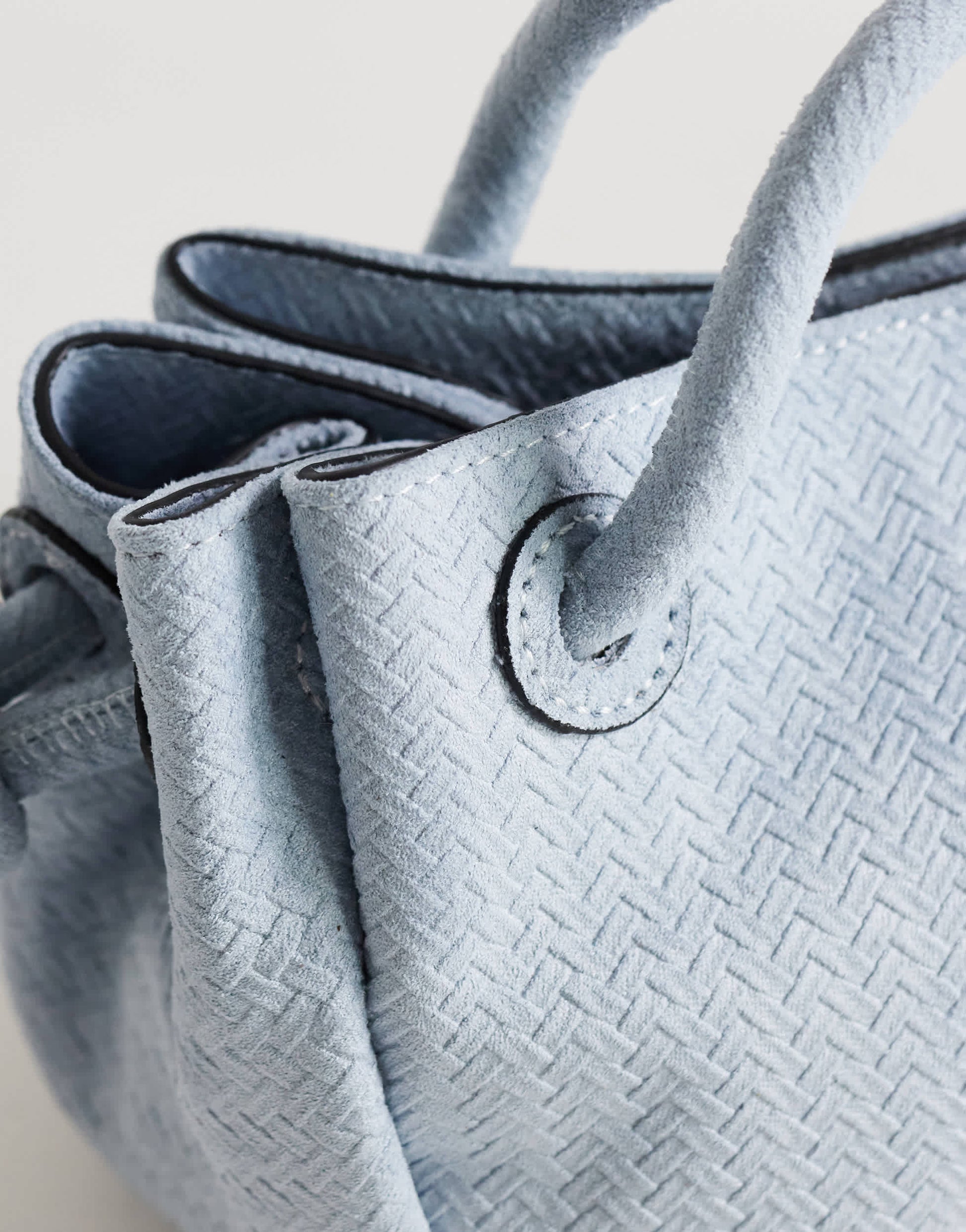 Topshop Jenny small grab weave bag in blue suedette