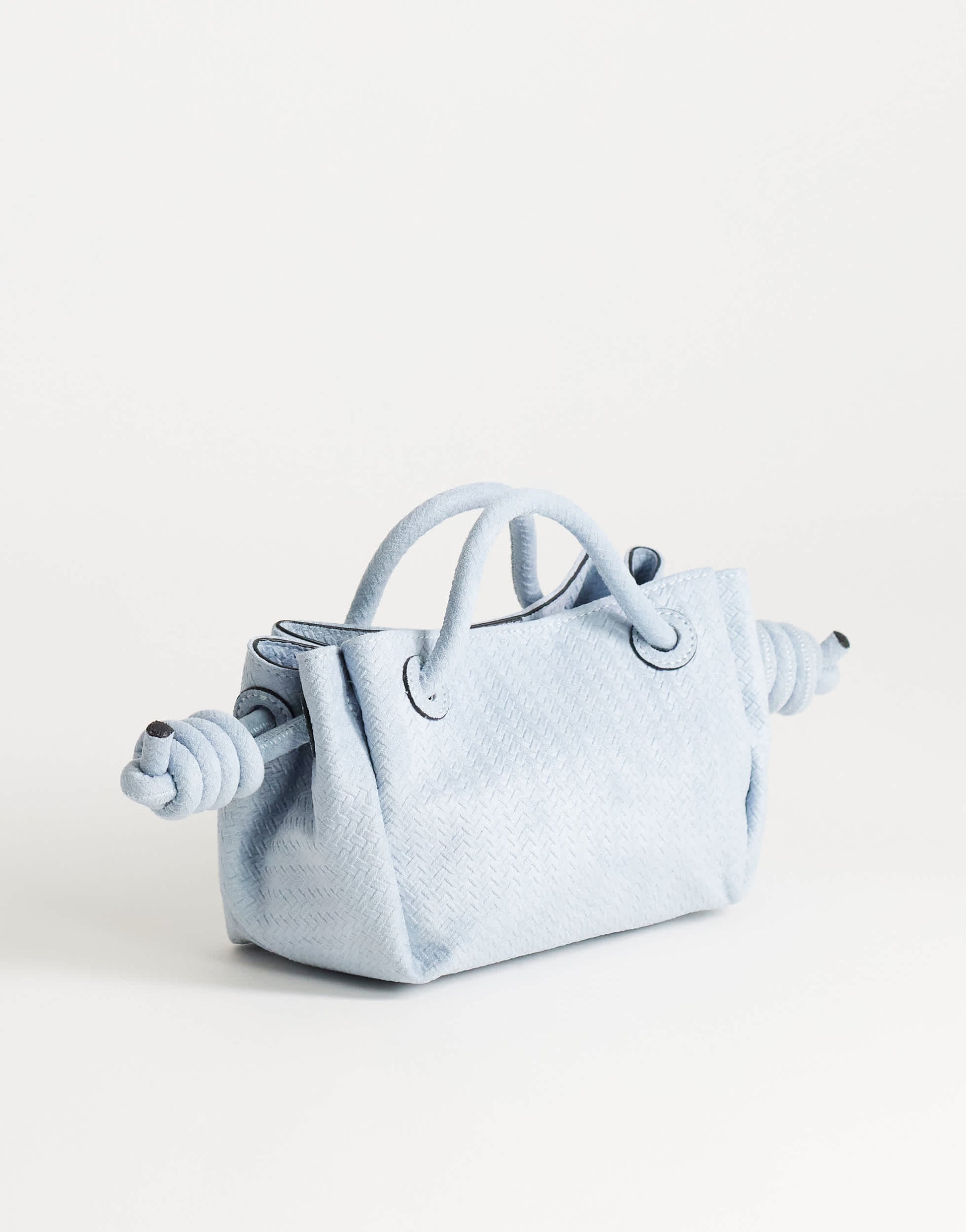 Topshop Jenny small grab weave bag in blue suedette