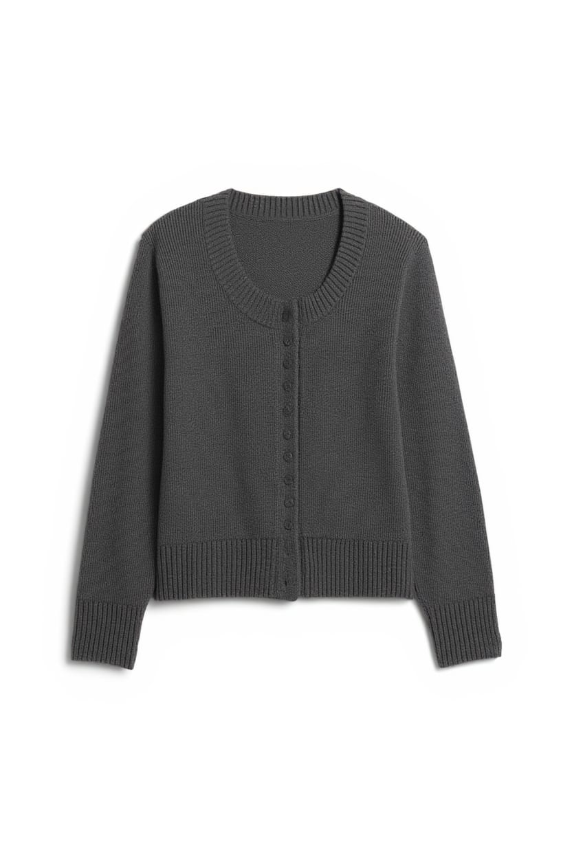Topshop knitted scoop neck cardigan in coal