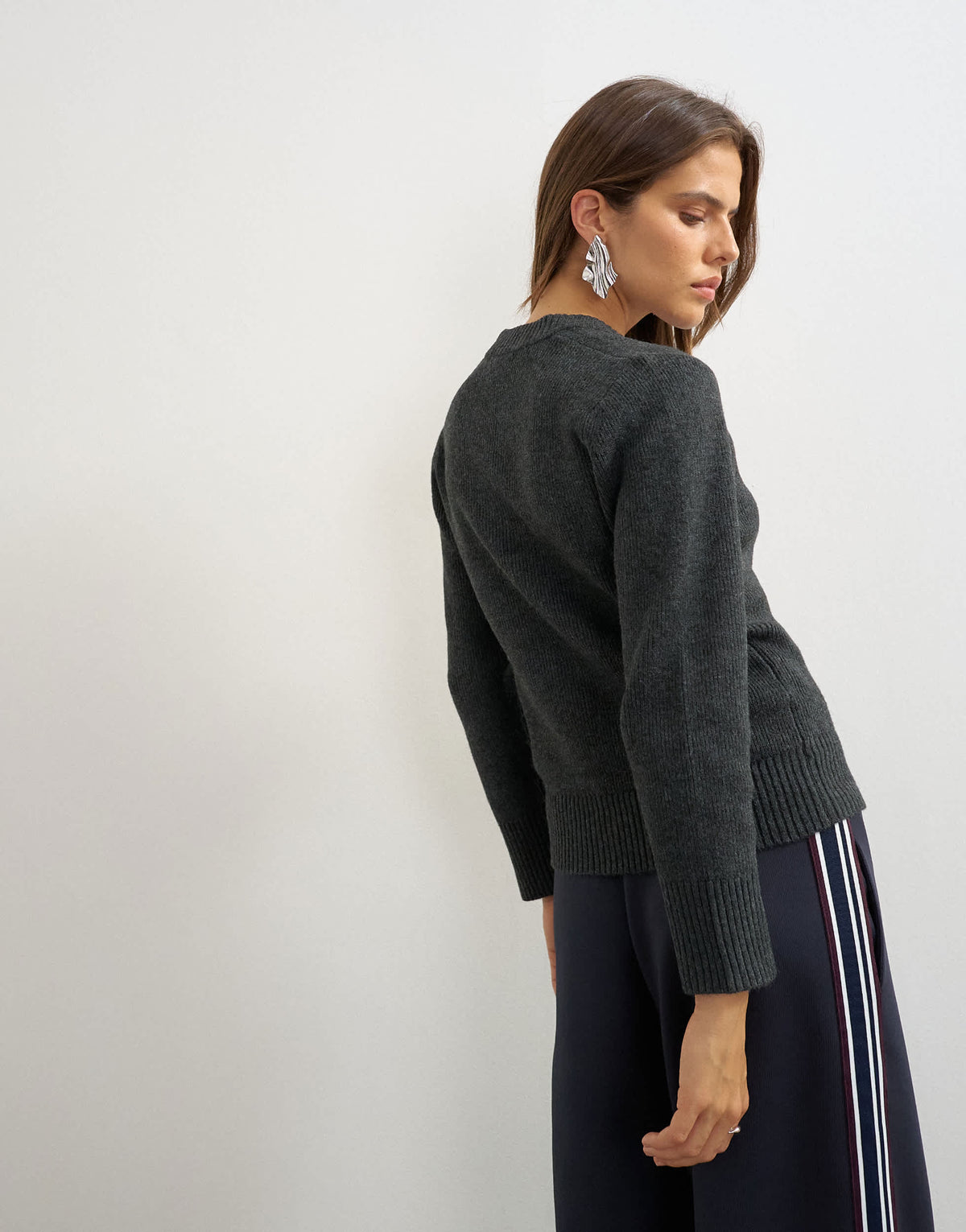 Topshop knitted scoop neck cardigan in coal