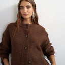 Topshop knitted boxy deep rib cardigan in pecan