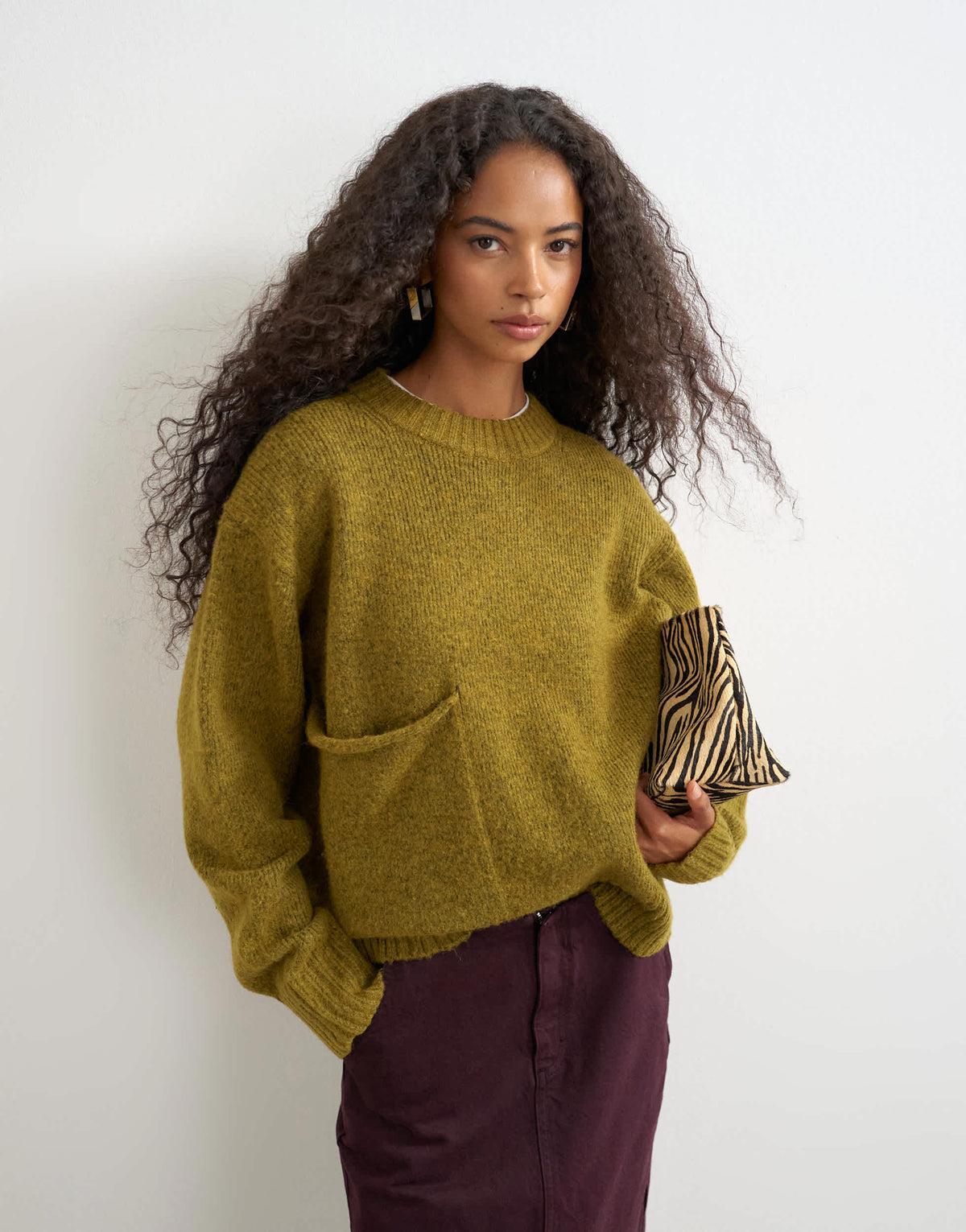 Topshop knitted pocket jumper in corn